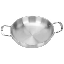 Stainless Steel Wok Pan with Double Handle 24cm