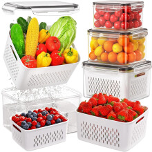 Kühlschrank-Obstbehälter mit Sieb, 4-teilig