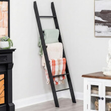 6-Tier Blanket Ladder Rustic Farmhouse 5ft 8in Black