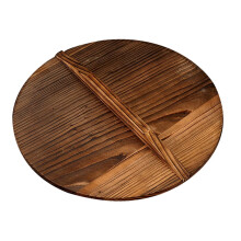 Wooden fry pan skillet wok lid and spatula set 4-piece
