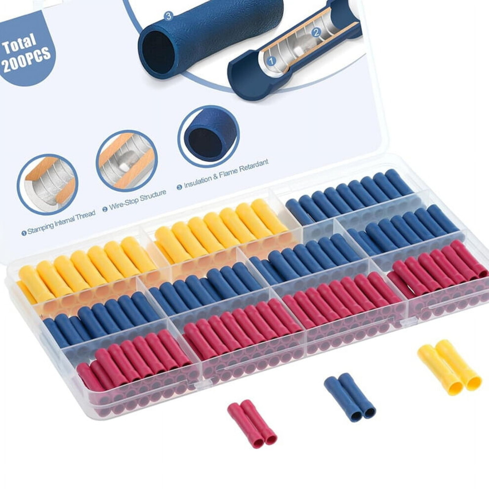 Wire Butt Splice Connectors Kit 22-10 Awg 200 Pcs 9107258618160