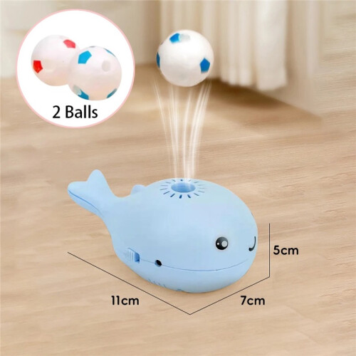 (qwj-Blue) Electric Floating Ball Cat Toy  Whale  shaped USB powered Dual  function Fan  Portable  3C Certified Pet Toy