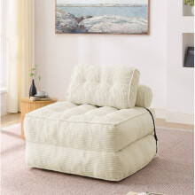 Beigefarbenes, klappbares Cord-Bodensofa, verstellbarer Schlafsessel und Lounge-Bett für Zuhause, Büro und kleine Räume