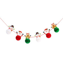 Kerstbanner met honingraatmotief en een kerstman/eland-sneeuwpop