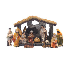 Kerststalbeeldje/ornamentset van hars.