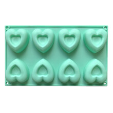 Moule en silicone en forme de cœur, antiadhésif, 8 cavités, taille moyenne