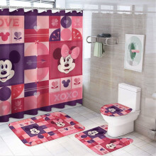 Ensemble rideau de douche Mickey avec tapis de bain antidérapant et