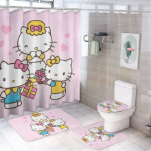Set perdea de duș Hello Kitty cu covoraș de baie antiderapant și
