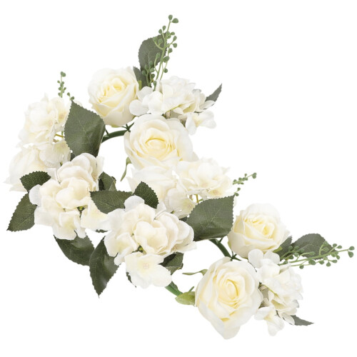 Candle Wreath Fake Rose Flower Ring 2 pcs 1