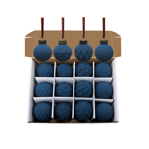 Christmas Balls Blue Set Soft Shatterproof Plastic 12pcs 1