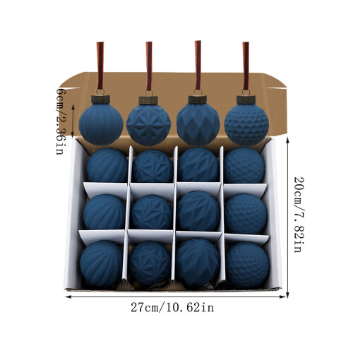 Christmas Balls Blue Set Soft Shatterproof Plastic 12pcs 2