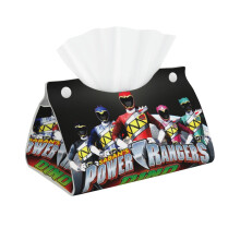 Rechteckige Taschentuchboxhülle aus Leder mit Power Rangers-Motiv