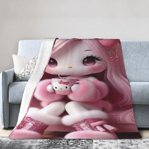 Κουβέρτα φανέλας Hello Kitty με σχέδια 50x60 ίντσες
