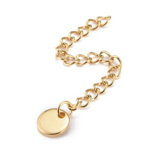 304 Stainless Steel Chain Extender with 202 Gold Charms