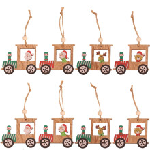 Set di mini trenini natalizi in legno (8 pezzi)