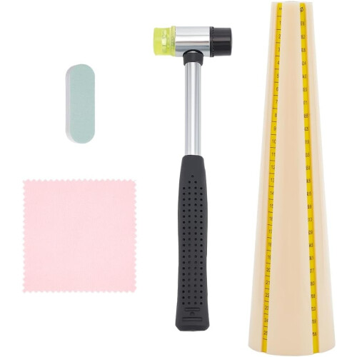 Bracelet Mandrel Set with Mallet, Polishing Cloth, and Sizer