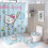 Ensemble rideau de douche Hello Kitty avec tapis de bain antidérapant et 1