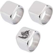 Engraved Photo Signet Ring Stainless Steel 19/20/21mm Size