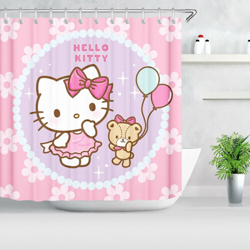 Ensemble de salle de bain Hello Kitty pour enfants avec pare-douche et
