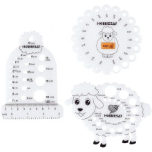 Sheep Knitting Needle Gauge Ruler US 0-35 Acrylic 3 pcs