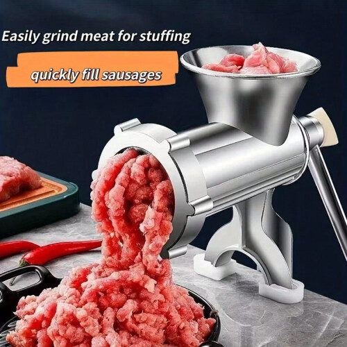 Picadora de carne manual y embutidora con manivela