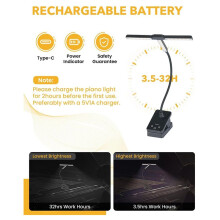 51 Led Music Stand Light, Folding Rechargeable Clip Light, Portable Professional Piano Lamp with 4 Color 3 Brightness