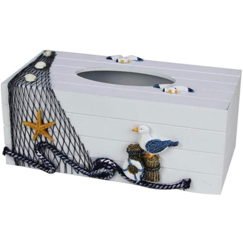 Funda rectangular de madera para caja de pañuelos, estilo mediterráneo. 2