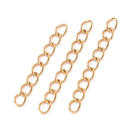 Stainless Steel Curb Chain Extender Golden 100 pcs