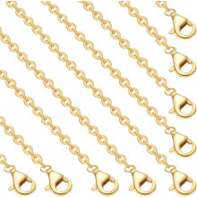 Brass Cable Chain Necklace Set 10 pcs 45 cm 1 mm