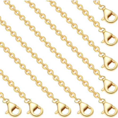 Brass Cable Chain Necklace Set 10 pcs 45 cm 1 mm