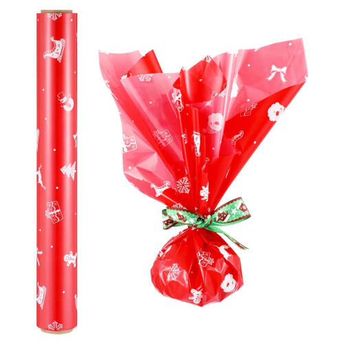 Cellophane wrap roll red 3000x40 cm 2.5 mil 1