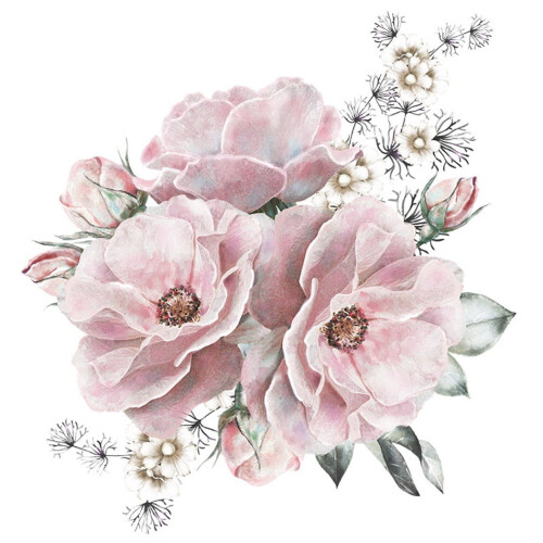 Peony Flower Wall Stickers Pink Removable Decals Set