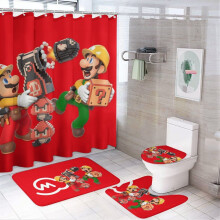 Ensemble rideau de douche Mario avec tapis antidérapant et tapis de bain4