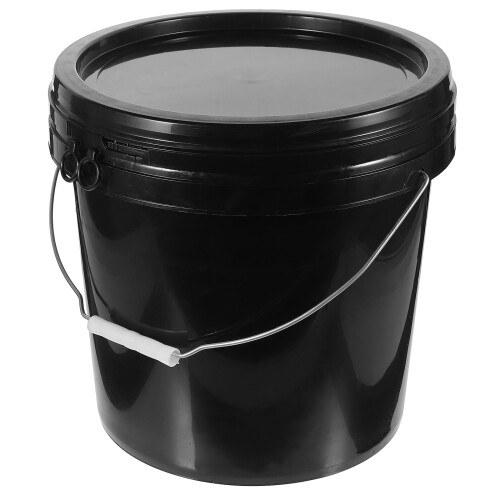 Svart plasthink med handtag och lock 2,2 gallon 1