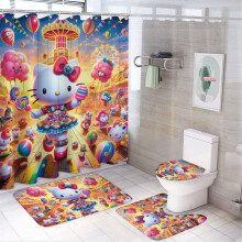 Sada sprchového závesu Hello Kitty s kúpeľňovou predložkou a toaletou