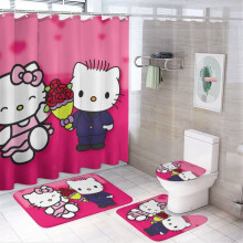 Hello Kitty dusjforhengsett med sklisikker badematte og