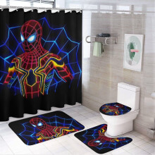 Ensemble rideau de douche Spiderman avec tapis de bain et housse de toilette