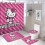 Ensemble rideau de douche Hello Kitty avec tapis de bain antidérapant et 1