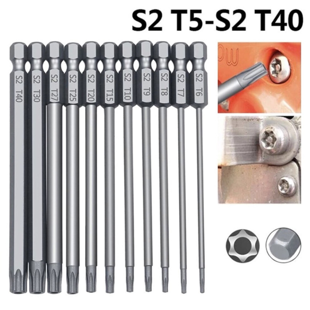 Magnetic Torx Screwdriver Bits T40 100Mm 11Pcs 9314556090165
