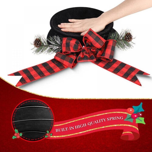 Christmas Tree Topper Hat Red Black Plaid Fabric 1pc 2