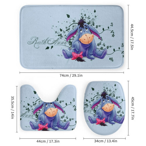 Σετ μπάνιου Eeyore αντιολισθητικά χαλιά, κάλυμμα τουαλέτας, κάλυμμα ντους 2