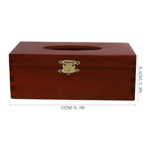 Auto tissueboxhouder, rood, massief hout, 1 stuk 1