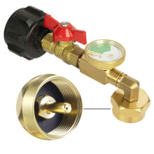 Adaptor de reumplere pentru propan Mosiee cu manometru și valvă pentru 1 lb