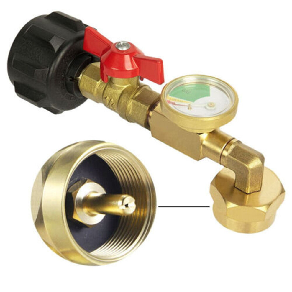 Mosiee Propane Refill Adapter With Gauge And Valve For 1 Lb 9107258920072