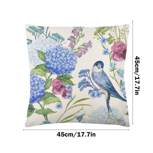 Capas de almofada de outono com estampa floral e de pássaros, 45 x 45 cm (17,7 x 17,7 polegadas). 2