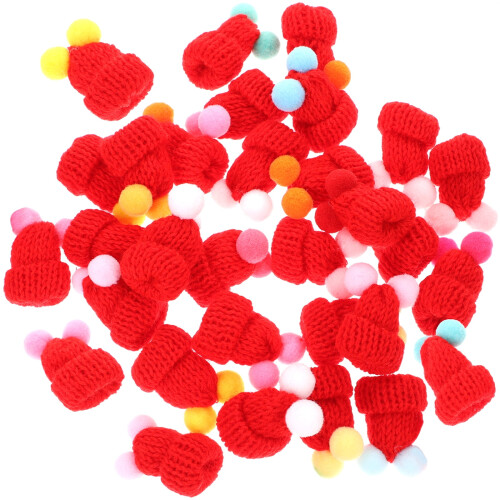 Mini gorro de Natal de tricô para boneca, faça você mesmo, 30 peças