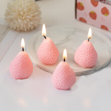 Velas aromáticas con forma de fresa, color rosa, 9 unidades