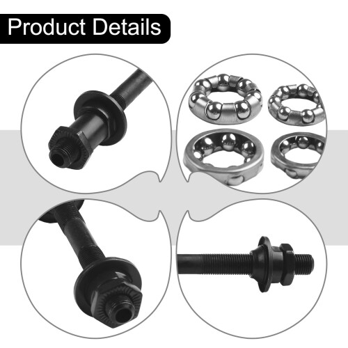 Conjunto de eixos de bicicleta dianteiro e traseiro 108mm x 145mm com esferas de 1/4" e 3/16" 1