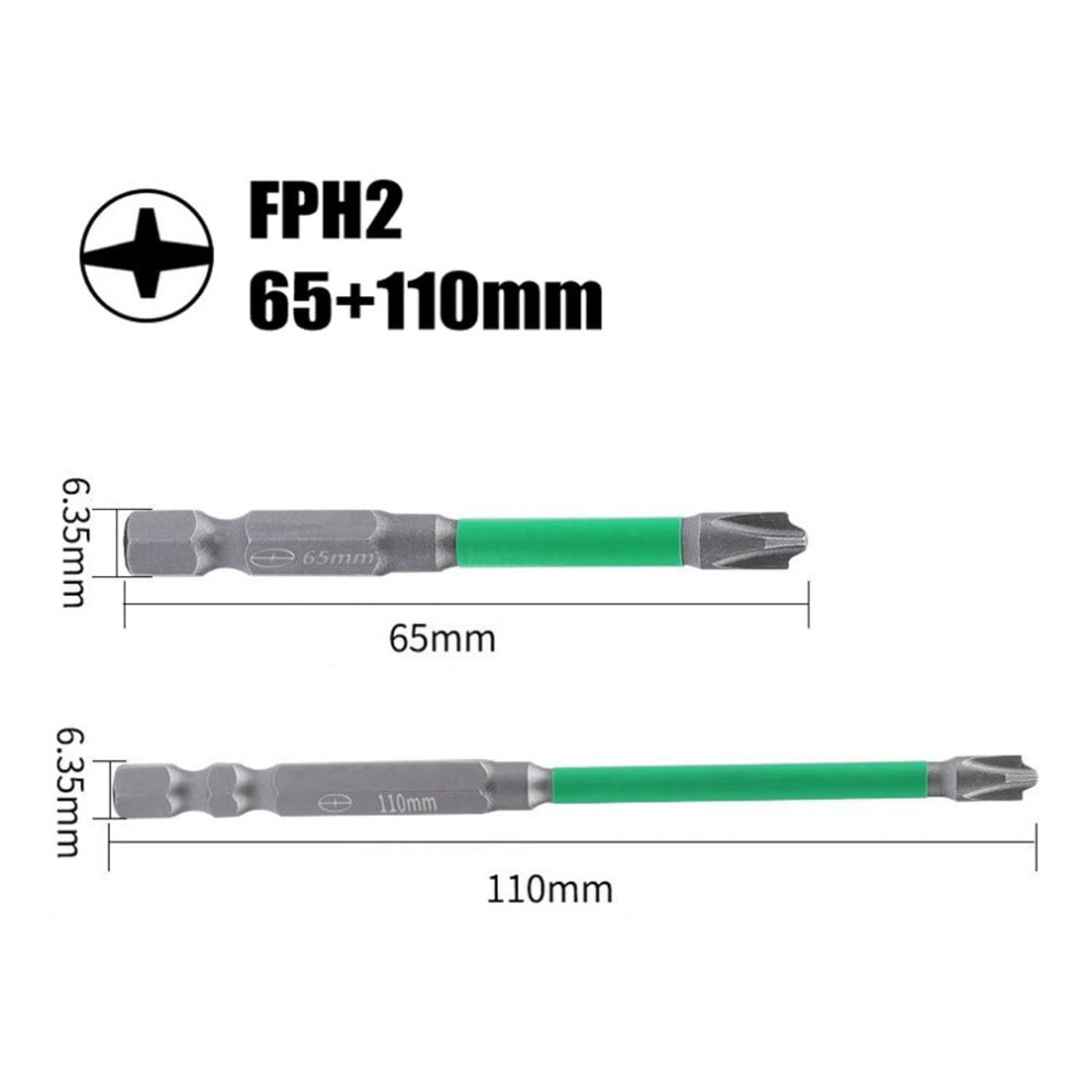 Magnetic Slotted Cross Screwdriver Bit 65Mm 110Mm Fph2 9314556091612