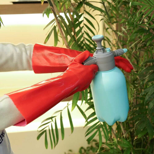 Waterproof Cleaning Gloves Red Thickened 40cm 2